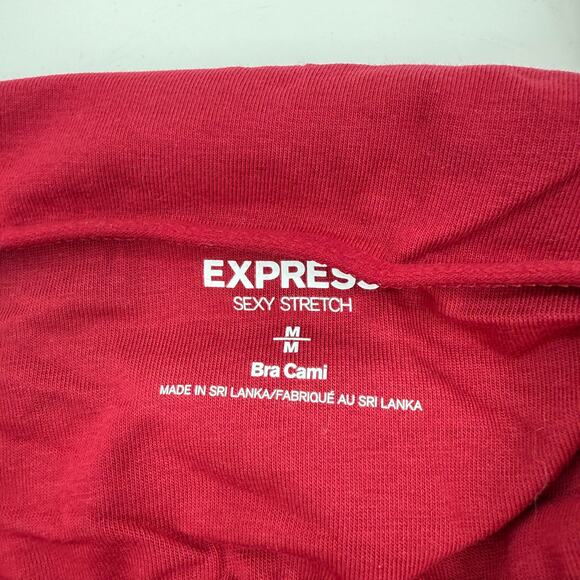 EXPRESS Lace Trim Bra Cami Tank Top Size M Red Stretch Romantic Preppy Y2K - Picture 3 of 6